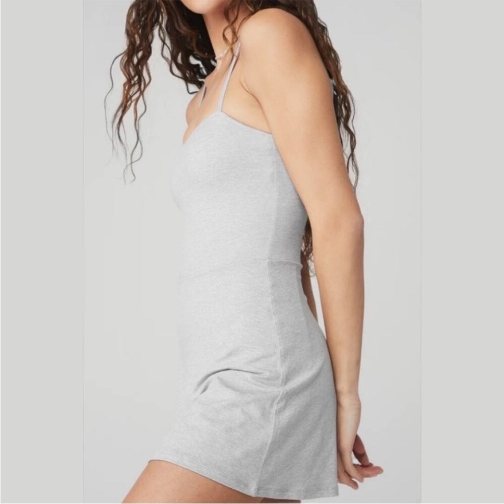 Alo Yoga Courtside Tennis Dress Heather Gray Alosoft Fit Flare Small S - Picture 3 of 10